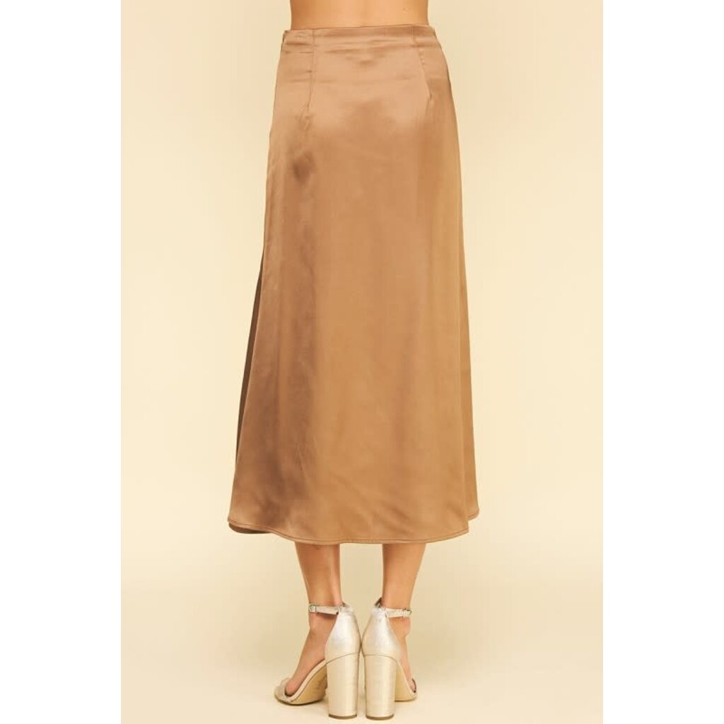 Pinch Pinch Silky Blocked Detailed Midi Skirt