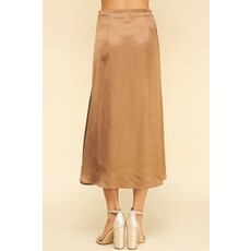 Pinch Pinch Silky Blocked Detailed Midi Skirt