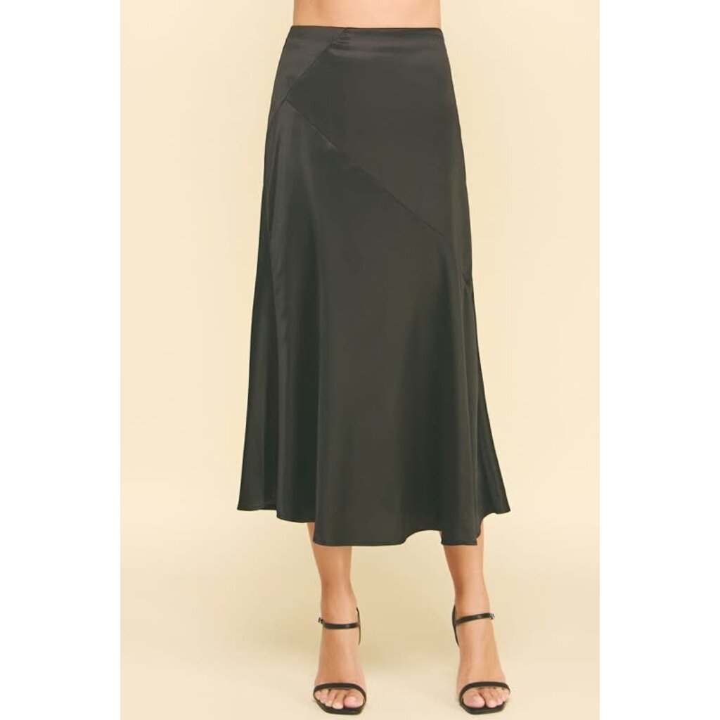 Pinch Pinch Silky Blocked Detailed Midi Skirt