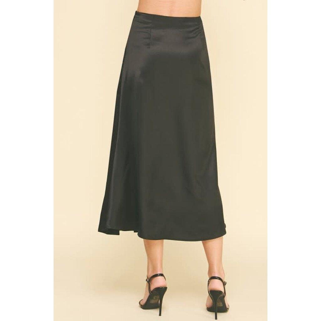Pinch Pinch Silky Blocked Detailed Midi Skirt