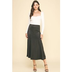 Pinch Pinch Silky Blocked Detailed Midi Skirt