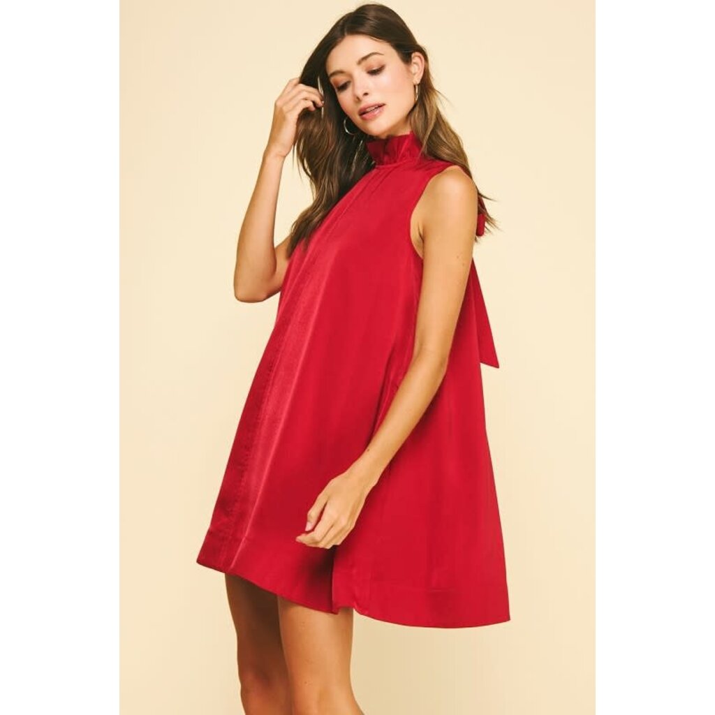 Pinch Pinch Solid Mini Dress with Back Tie Detail