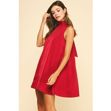 Pinch Pinch Solid Mini Dress with Back Tie Detail