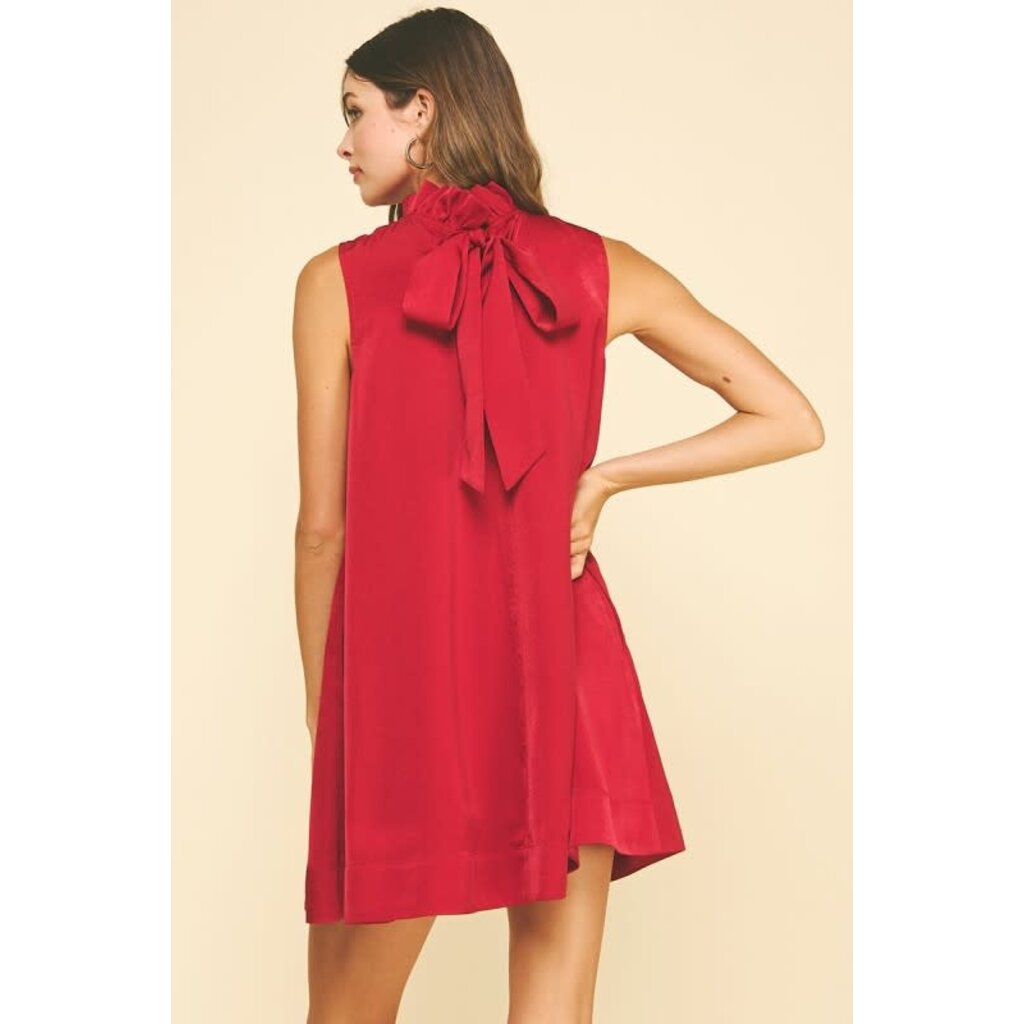 Pinch Pinch Solid Mini Dress with Back Tie Detail
