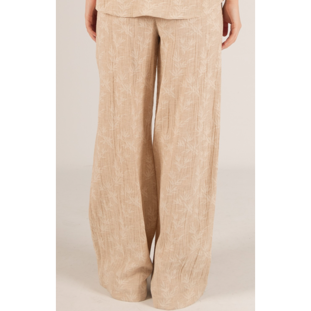 Before You Before You Leaf Print Wide Leg Pants