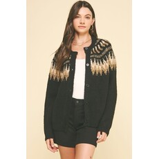 Pinch Pinch Vintage Geometric Pattern Cardigan