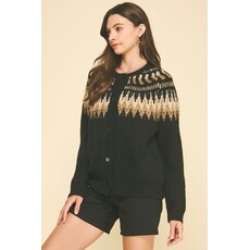 Pinch Pinch Vintage Geometric Pattern Cardigan