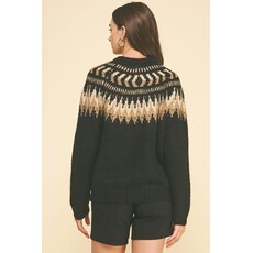 Pinch Pinch Vintage Geometric Pattern Cardigan