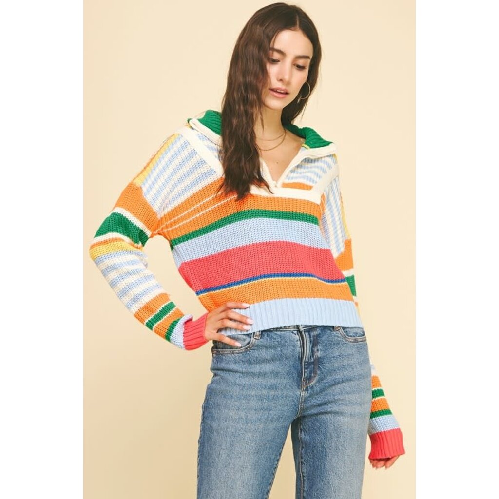 Pinch Pinch Multi Color Half Zip Pullover Sweater