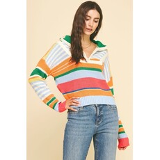 Pinch Pinch Multi Color Half Zip Pullover Sweater