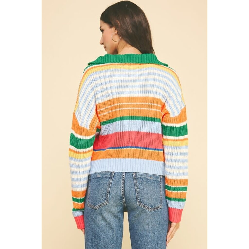 Pinch Pinch Multi Color Half Zip Pullover Sweater