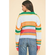 Pinch Pinch Multi Color Half Zip Pullover Sweater