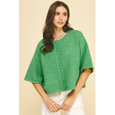 Pinch Pinch Button Down Short Sleeve Sweater