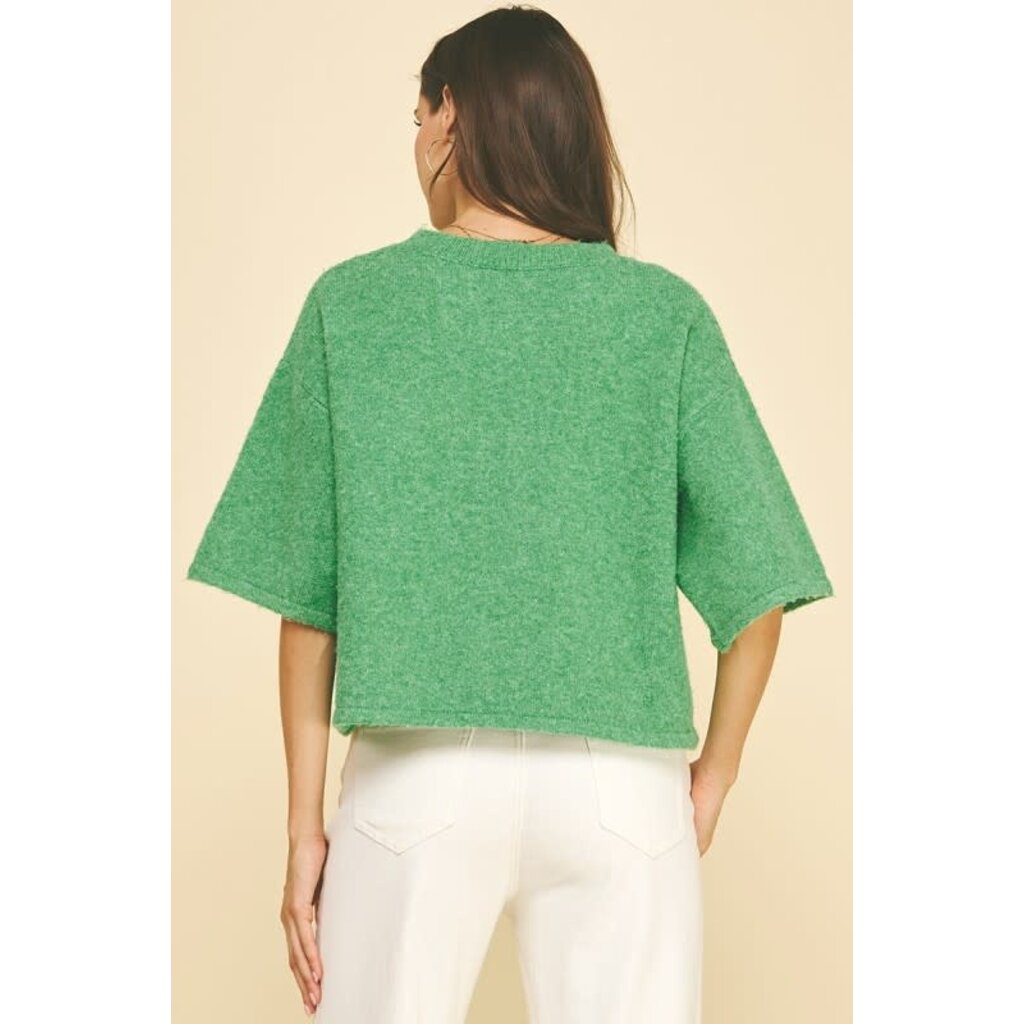 Pinch Pinch Button Down Short Sleeve Sweater