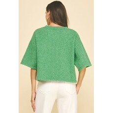 Pinch Pinch Button Down Short Sleeve Sweater