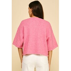 Pinch Pinch Button Down Short Sleeve Sweater