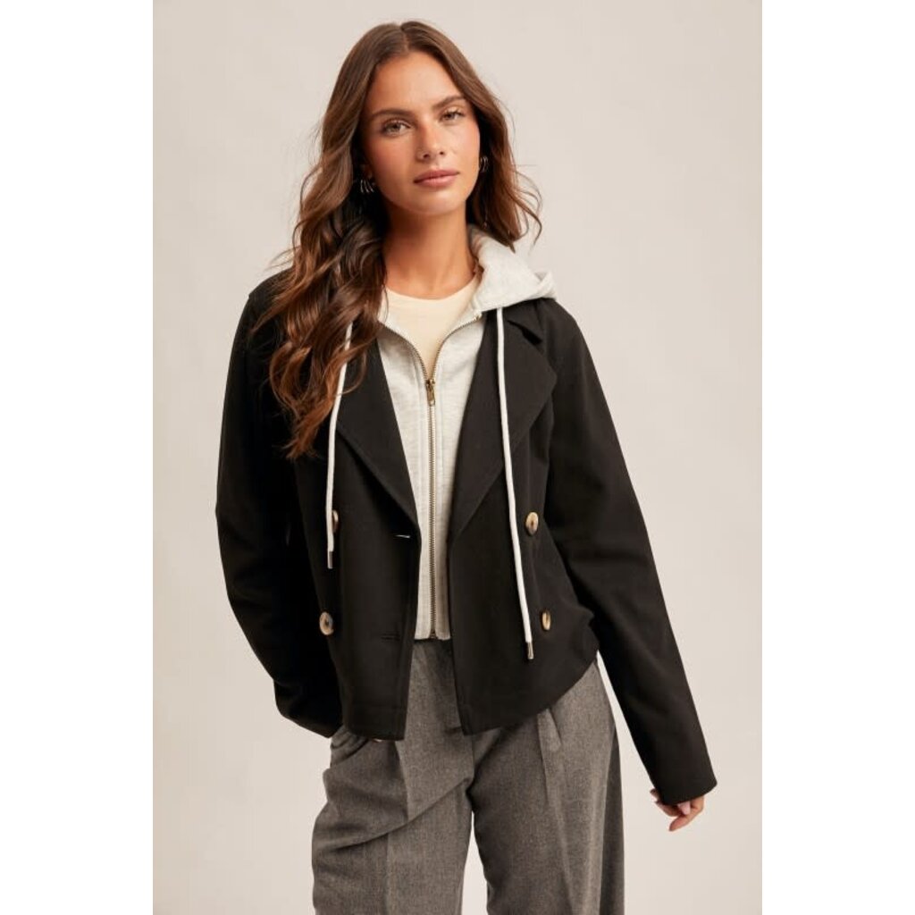 Hem & Thread Hem & Thread Double Breast Two-fer Crop Jacket