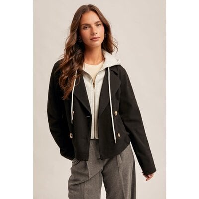 Hem & Thread Double Breast Two-fer Crop Jacket