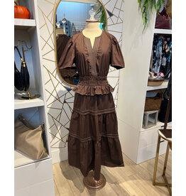 THML Short Sleeve V-neck Tiered Midi Dress