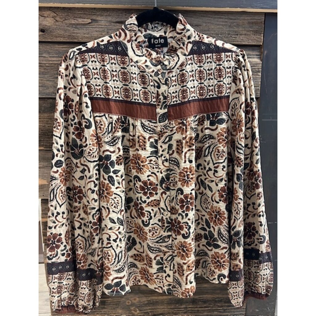 Fate Fate Front Button Closure Ruffled Neck Blouse