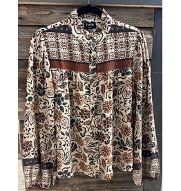 Fate Front Button Closure Ruffled Neck Blouse