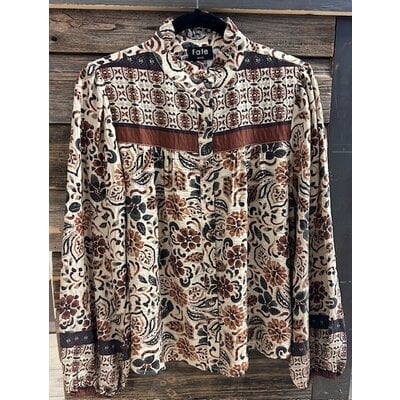 Fate Front Button Closure Ruffled Neck Blouse