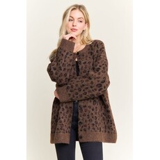 Adora Adora Leopard Print Brushed Button Up Cardigan