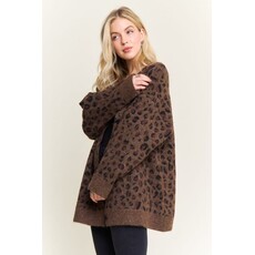 Adora Adora Leopard Print Brushed Button Up Cardigan