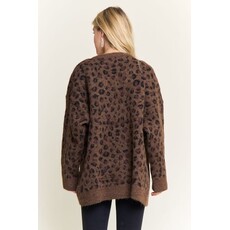 Adora Adora Leopard Print Brushed Button Up Cardigan