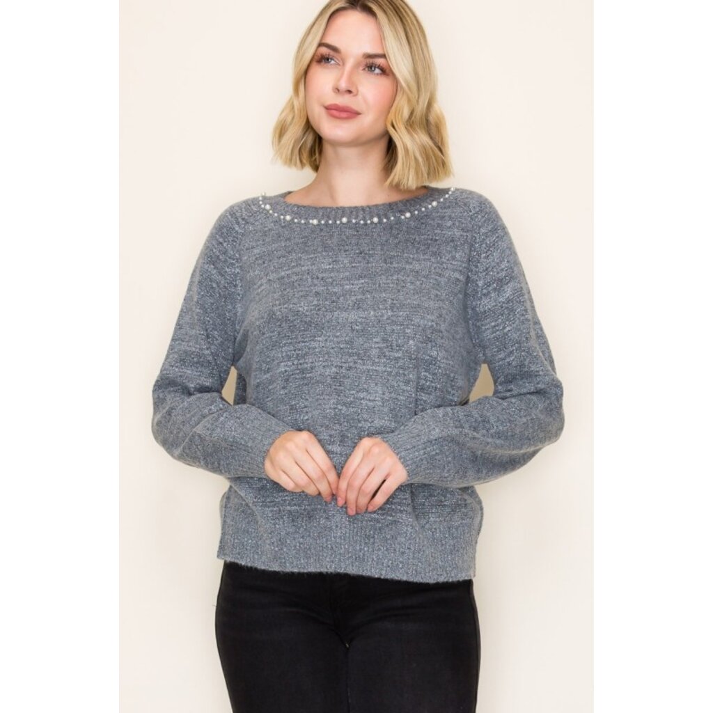 Staccato Staccato Pearl Trim Pullover Sweater