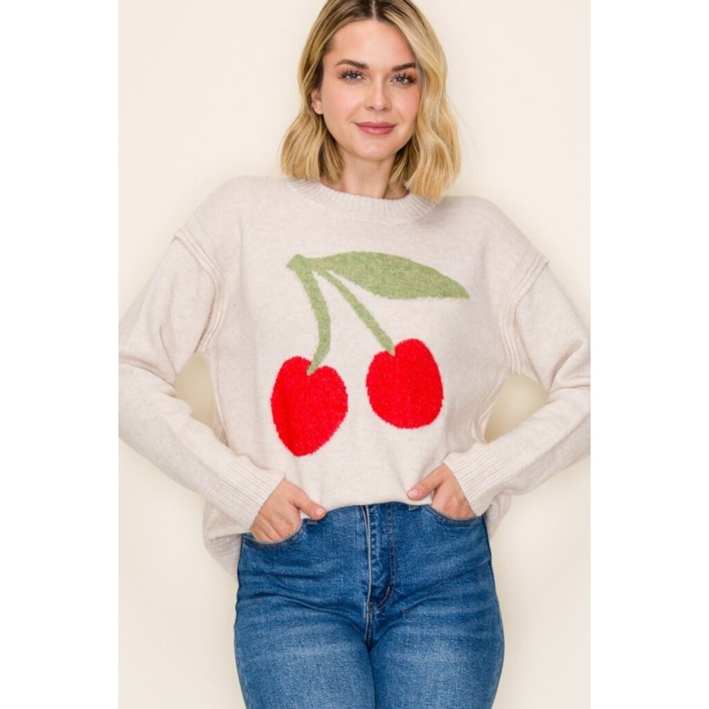 Staccato Staccato Cherry Jacquard Pullover Sweater