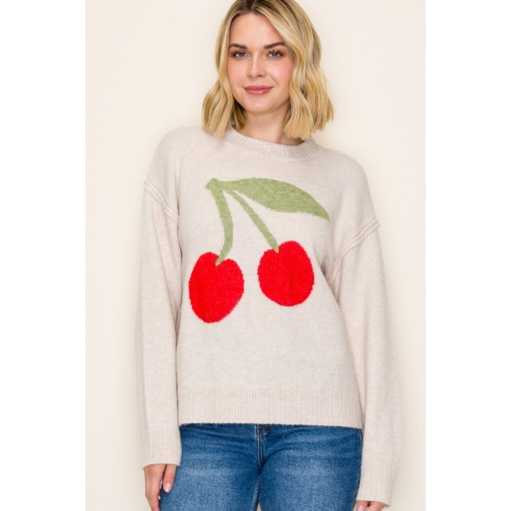 Staccato Staccato Cherry Jacquard Pullover Sweater