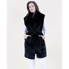 Original USA Original USA Vertical Ribbed Faux Fur Belted Vest