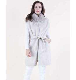 Original USA Vertical Ribbed Faux Fur Belted Vest