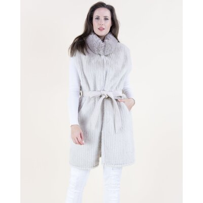 Original USA Vertical Ribbed Faux Fur Belted Vest