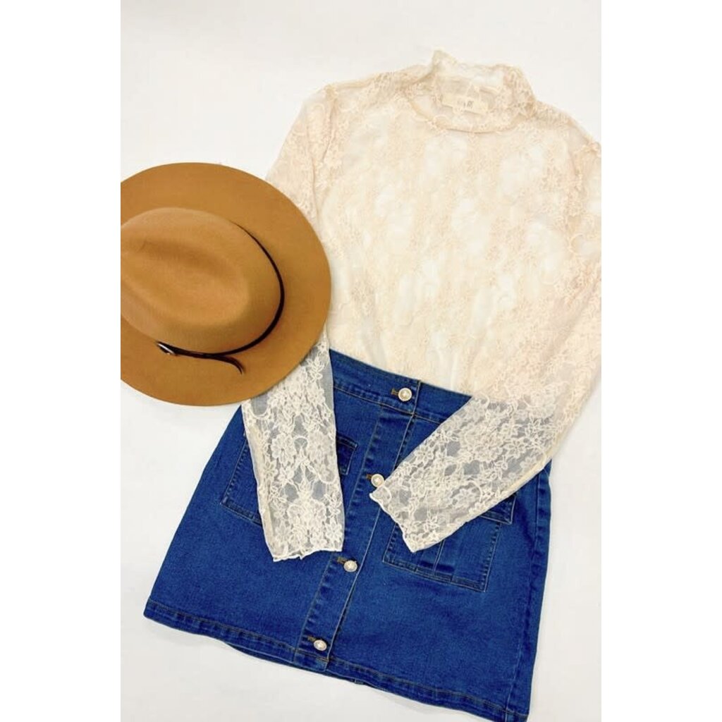 Jade By Jane Jade by Jane Floral Print Lace Long Sleeve Top