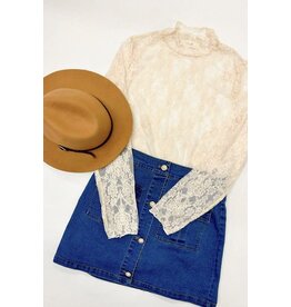 Jade By Jane Floral Print Lace Long Sleeve Top