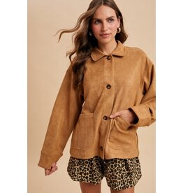 Anniewear Suede Touch Button Up Jacket