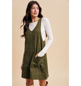 Anniewear Stretch Suede Overall Mini Dress