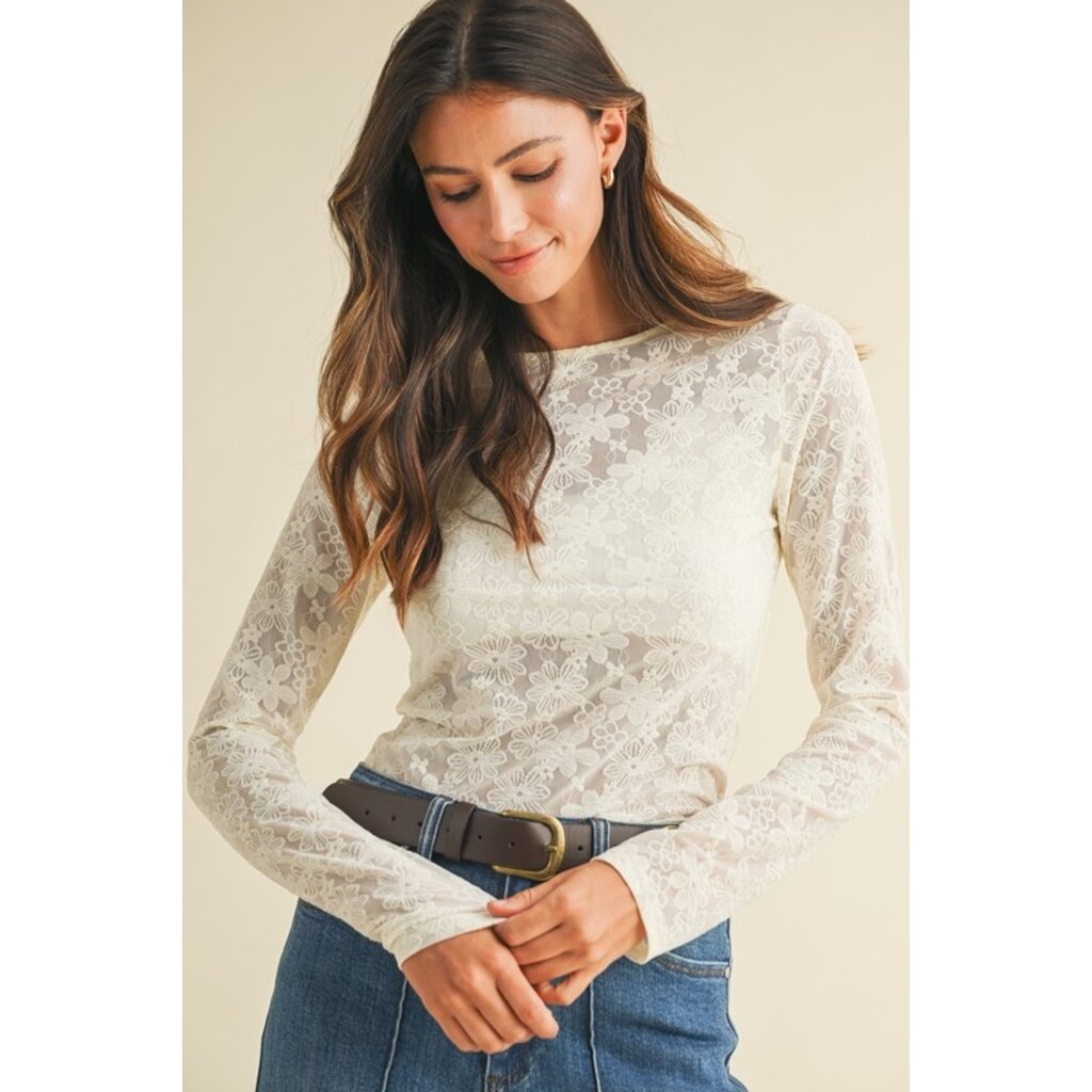 Anniewear Anniewear Floral Jacquard Knit Top
