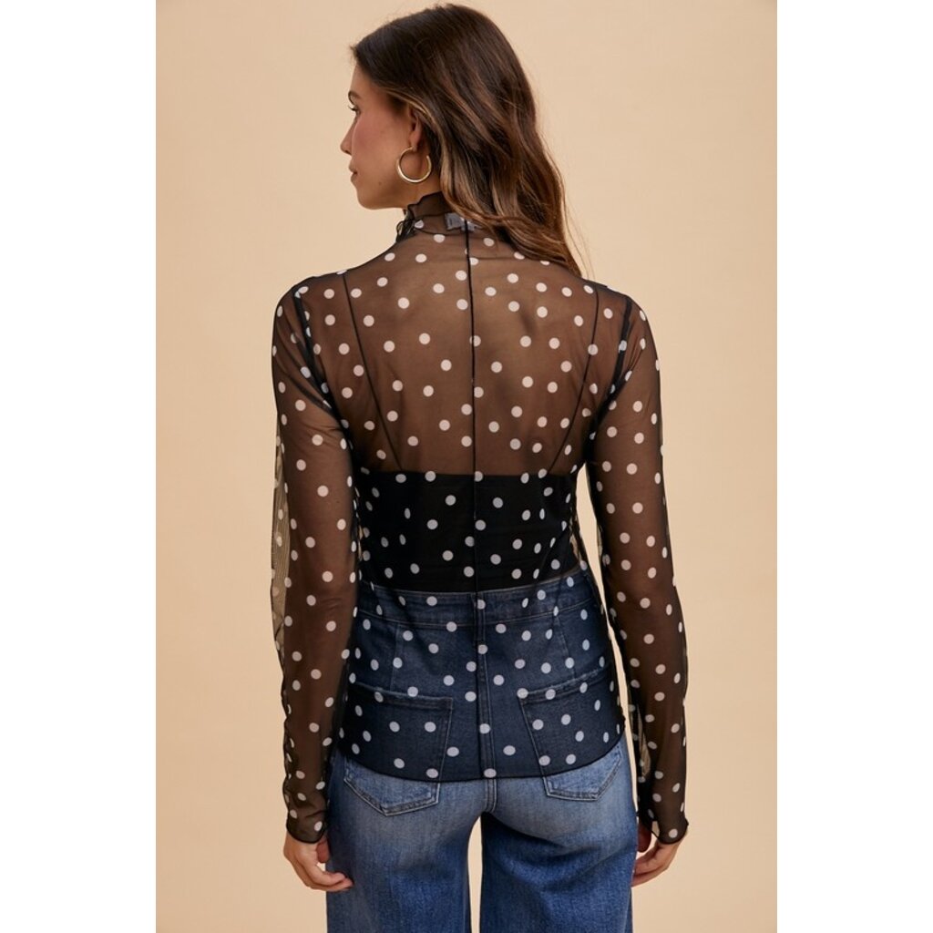 Anniewear Anniewear Polka Dot Stretch Mesh Top