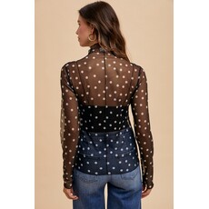 Anniewear Anniewear Polka Dot Stretch Mesh Top