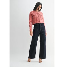 Just Black Denim Patch Pocket Wide Leg Jean