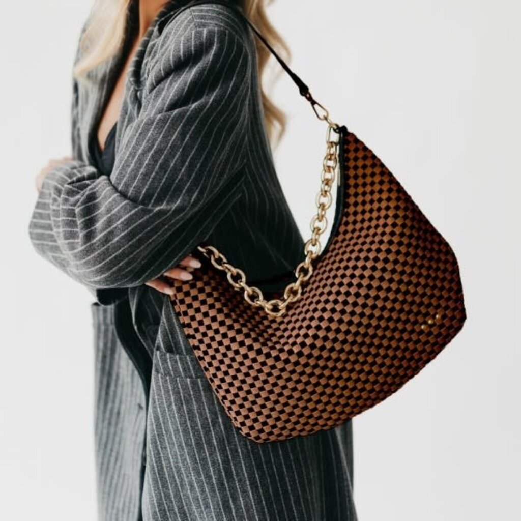Pretty Simple Pretty Simple Sienna Slouchy Woven Shoulder Bag Checkered Coffee