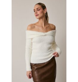 Sunday Edition Off Shoulder Fuzzy Sweater