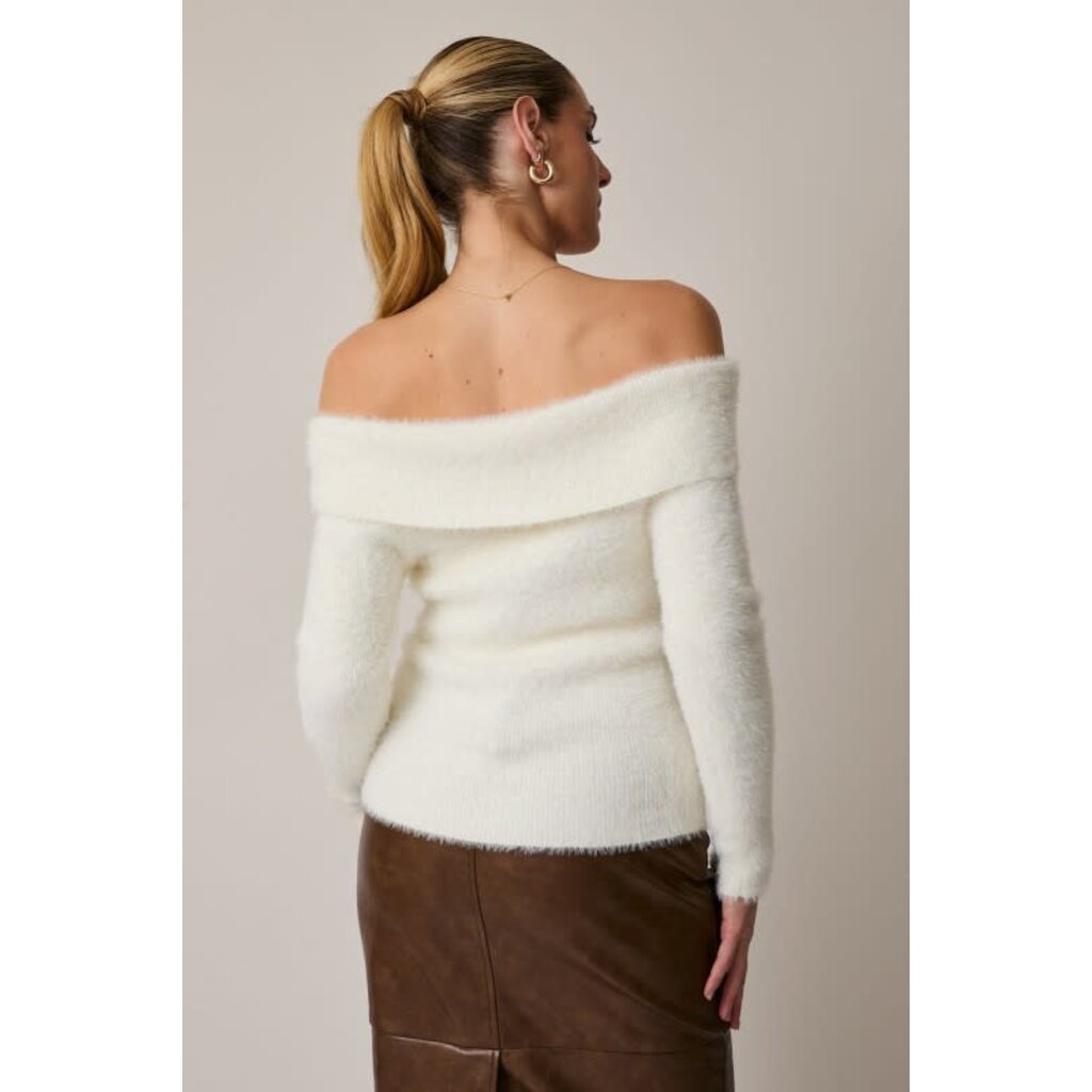 Sunday Edition Sunday Edition Off Shoulder Fuzzy Sweater
