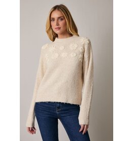 Sunday Edition Mock Neck Flower Embroidered Sweater