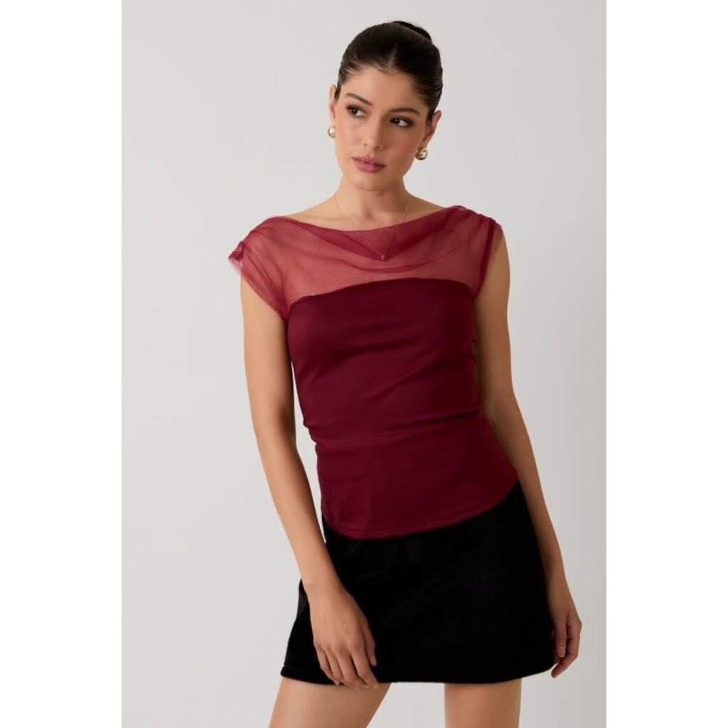 Sunday Edition Sunday Edition Mesh and Ponti Mix Drape Top