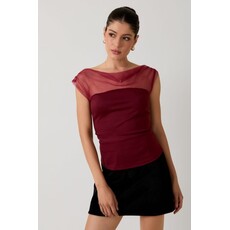 Sunday Edition Sunday Edition Mesh and Ponti Mix Drape Top