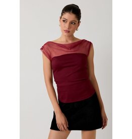 Sunday Edition Mesh and Ponti Mix Drape Top